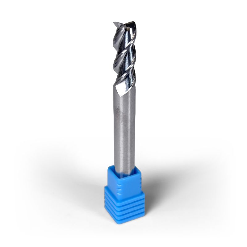 5/16" Carbide End Mill, 3 flutes, Bull Nose - R0.015", 0.8125" LOC, Uncoated
