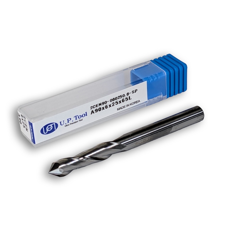 6mm Carbide Drill Mill, 2 flutes, 90°, 25mm LOC, Uncoated
