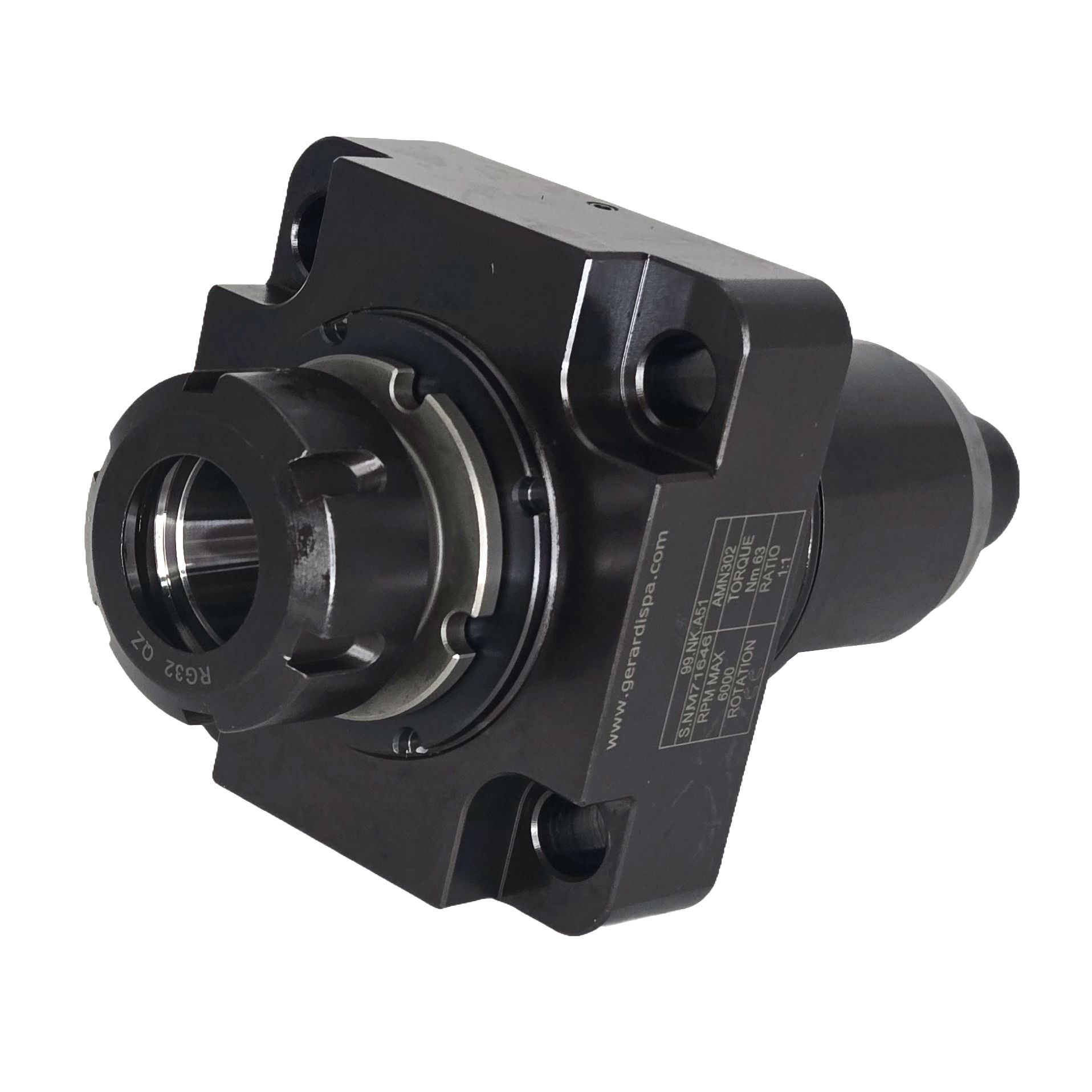 Straight (0°) live driven tool for BMT65 Nakamura turrets, ER32, RPM=6000