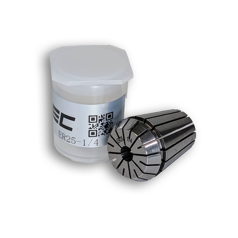 1/4" ER25 Collet, clamping range 0.250" - 0.211", Runout 0.01 mm