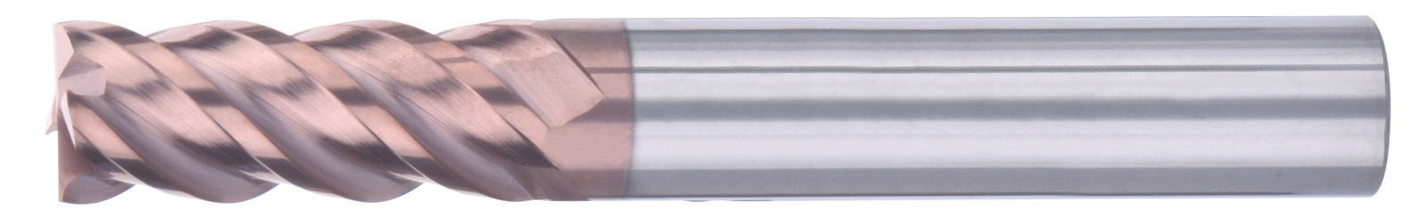 2.5 mm Carbide End Mill, 4 Flutes, Flat, Standard length, For P, H materials, TiSiAlCrN coated, Helix angle 45 degree