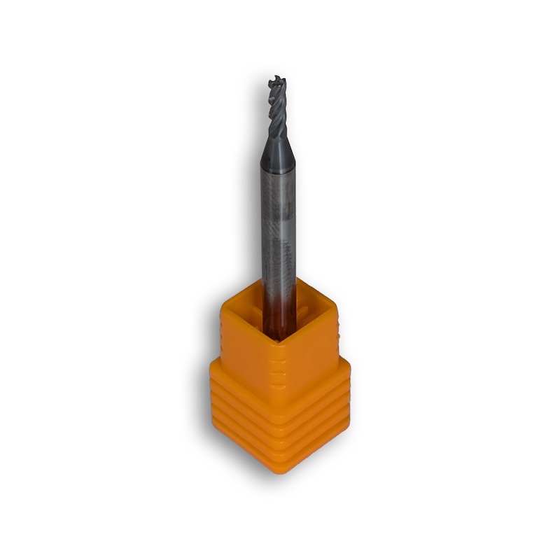 2mm Carbide End Mill, 4 Flutes, Bull Nose - R0.2mm, 6mm LOC, AlCrN Coated