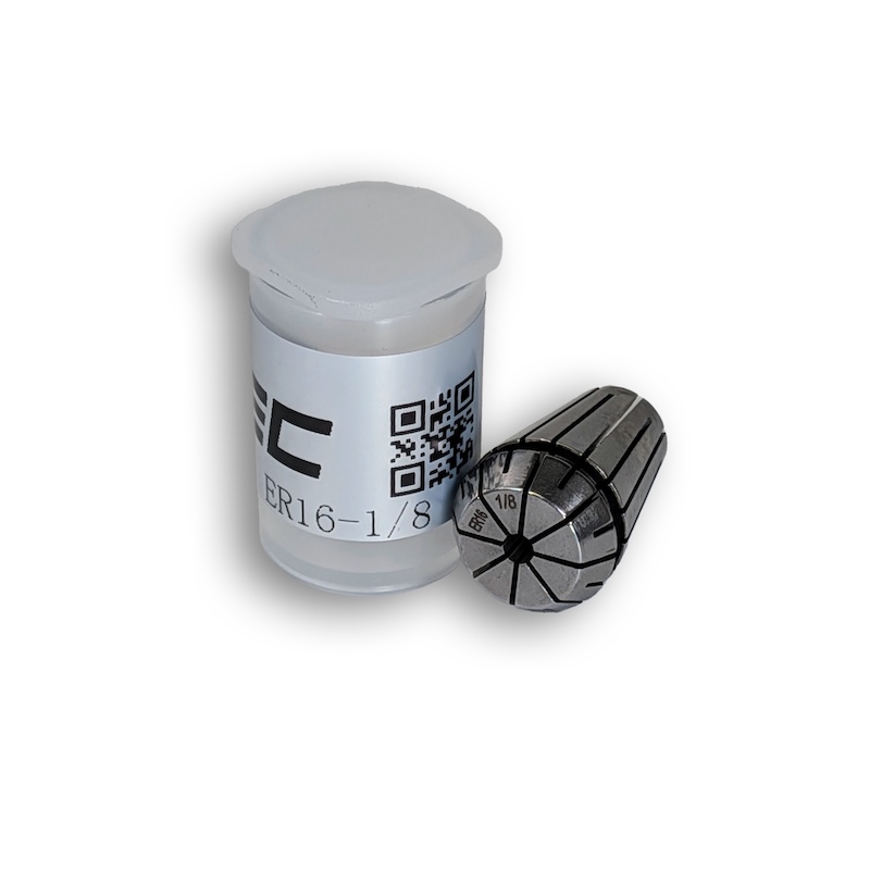 1/8" ER16 Collet, clamping range 0.125" - 0.086", Runout 0.01 mm