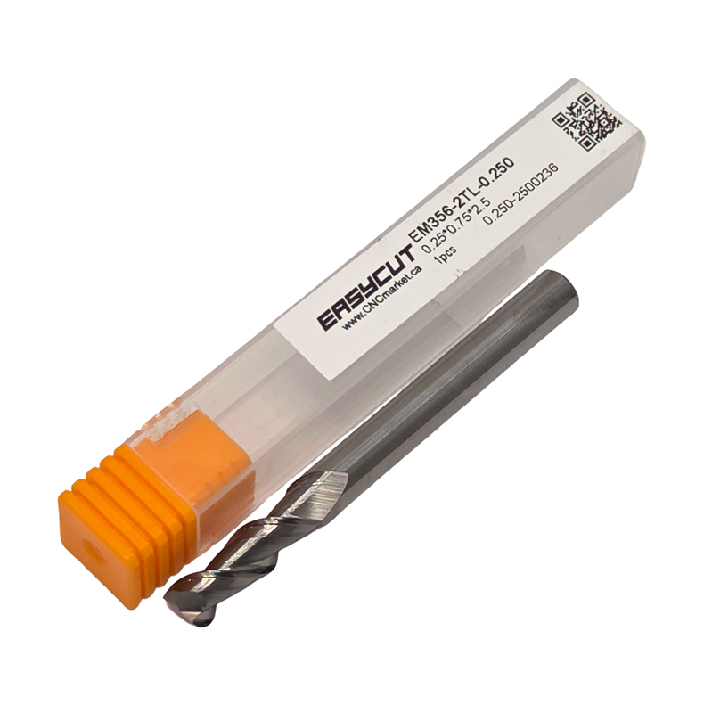 1/4" Carbide Square End Mill, 2 flutes, 0.75" LOC, Uncoated